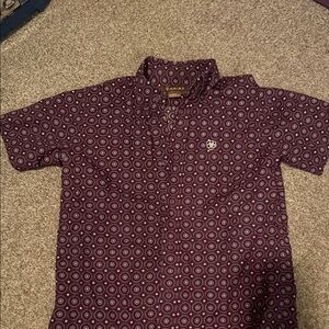 Purple short sleeve button up shirt